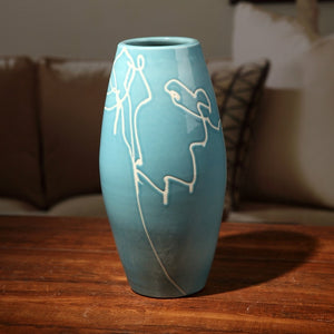 Modern White Cream Blue Ceramic Vase