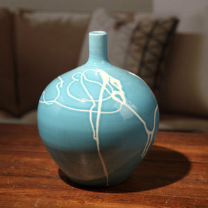 Modern White Cream Blue Ceramic Vase