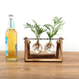 Wooden Stand Glass Vase