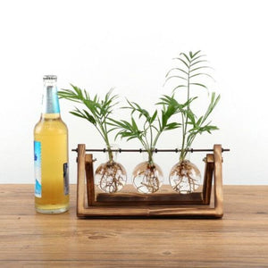 Wooden Stand Glass Vase