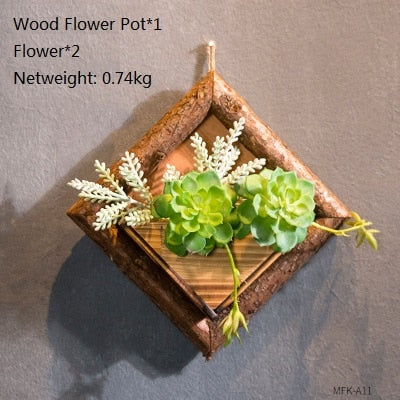 Wooden Flowerpots With Hemp Rope