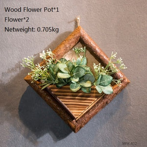 Wooden Flowerpots With Hemp Rope