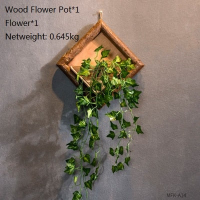 Wooden Flowerpots With Hemp Rope