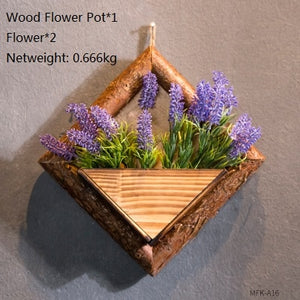 Wooden Flowerpots With Hemp Rope