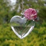 Clear Heart Glass Hanging Vase