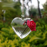 Clear Heart Glass Hanging Vase